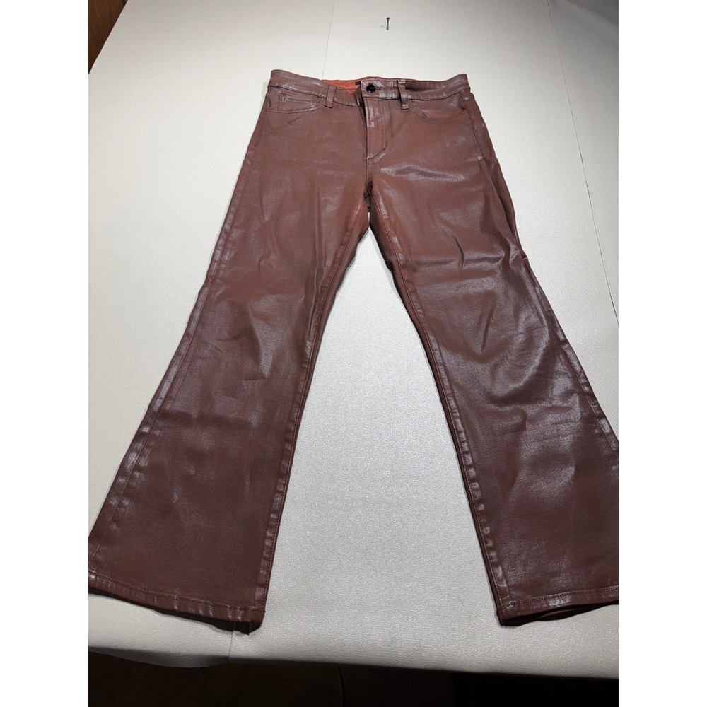 Joe's Jeans The Callie High Rise Cropped Boot Coated Mahogany Brown Pants 30
